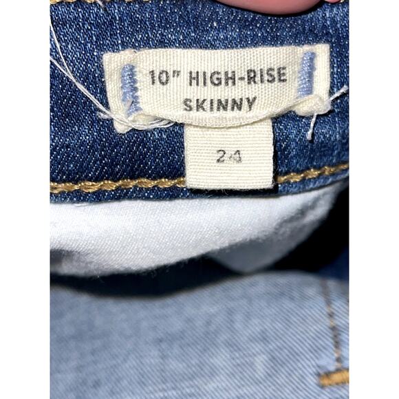 Madewell 10" High- Rise 'Drop Step' Skinny Denim Blue Jeans Distress Size 24 - Picture 7 of 8
